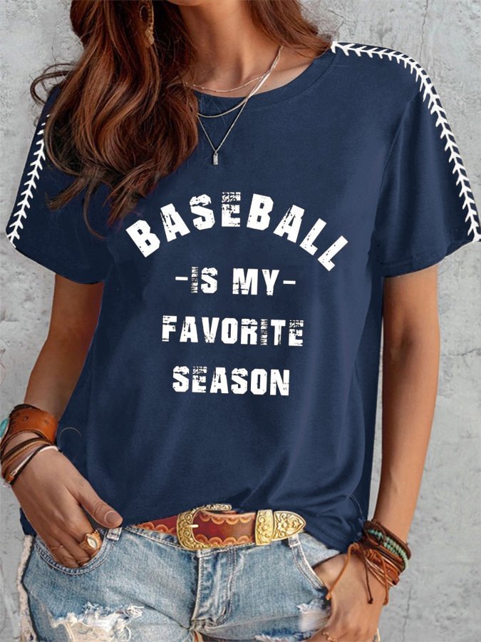 Baseball Is My Favorite Season  Print Casual T-Shirt