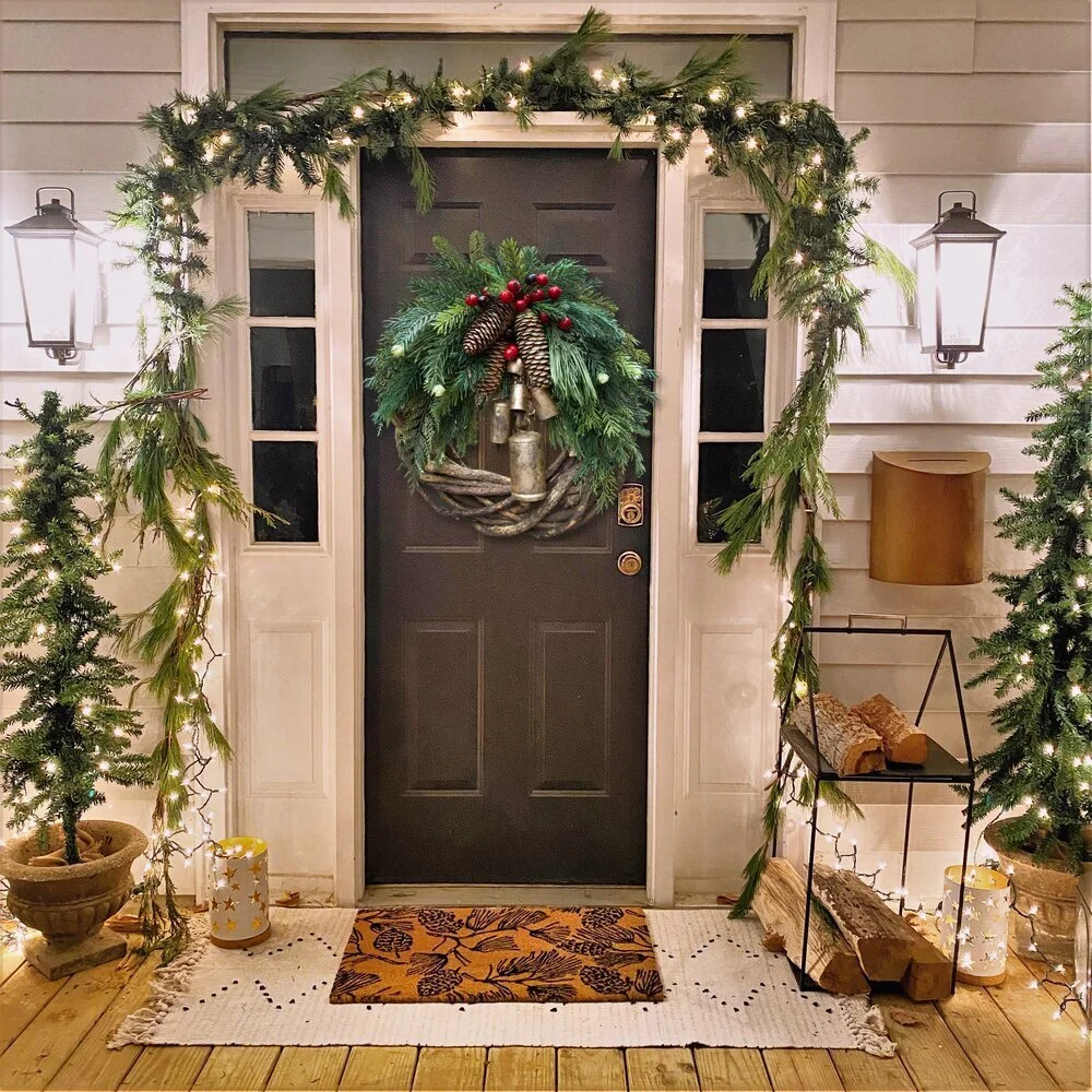 40cm Flower Wreaths for Front Door for Summer Spring All Seasons, Indoor  Outdoor Year Round Wreath Farmhouse Front Porch Outside Decorations