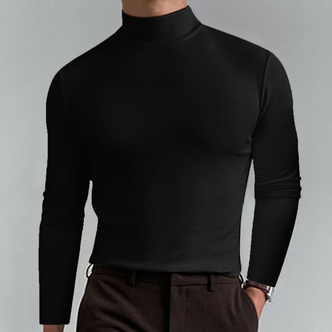 Men's High Neck Slim Fit Long Sleeve T-shirt