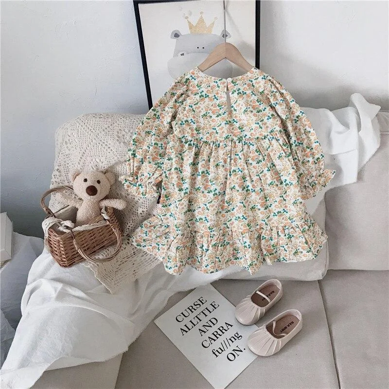 2-7T Toddler Kid Baby Girl Clothes Spring Summer Floral Dress Elegant Cute Sweet Flower Print Sundress Lovely Infant Outfit