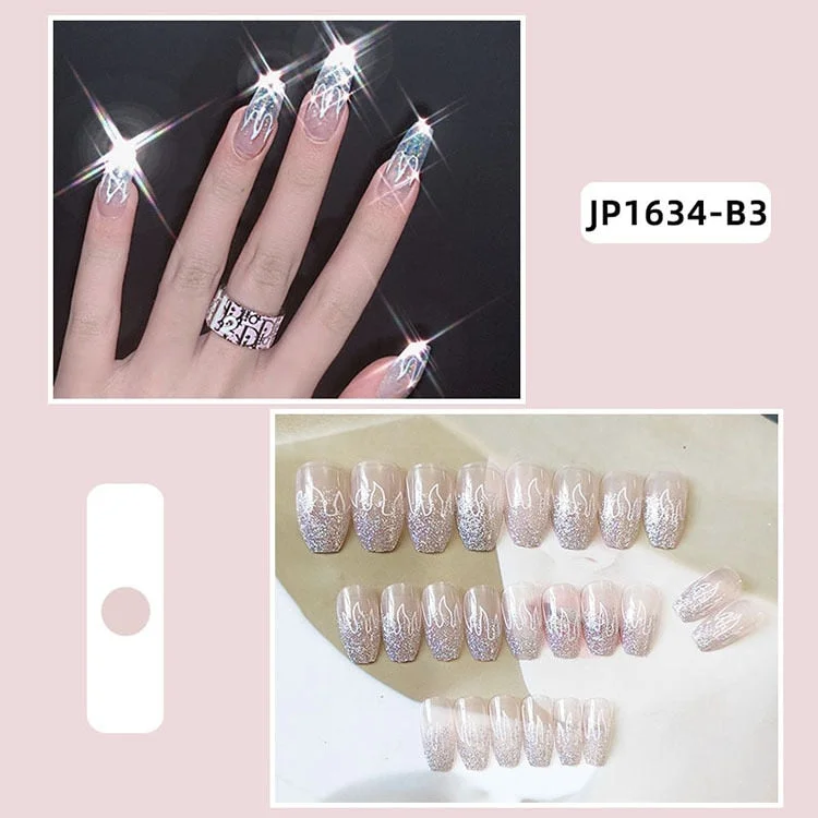 Fashion 24pc/set 10 Sizes Fake Nails Full Cover French False Nail Tips With Double-Sided Nail Adhesive Tab Press On Coffin Nail-Nail Inspo