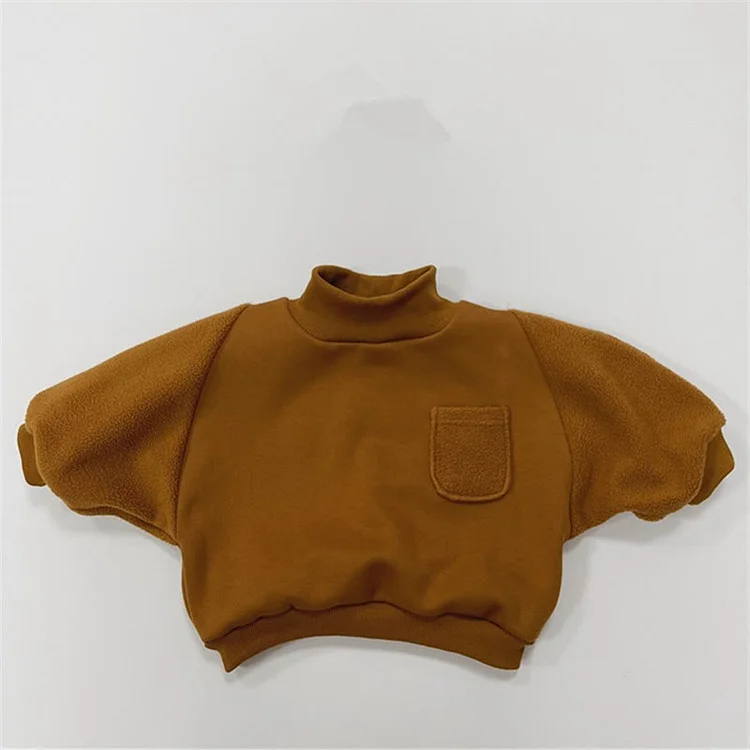 Toddler High Collar Solid Color Fleece Sweatshirt 