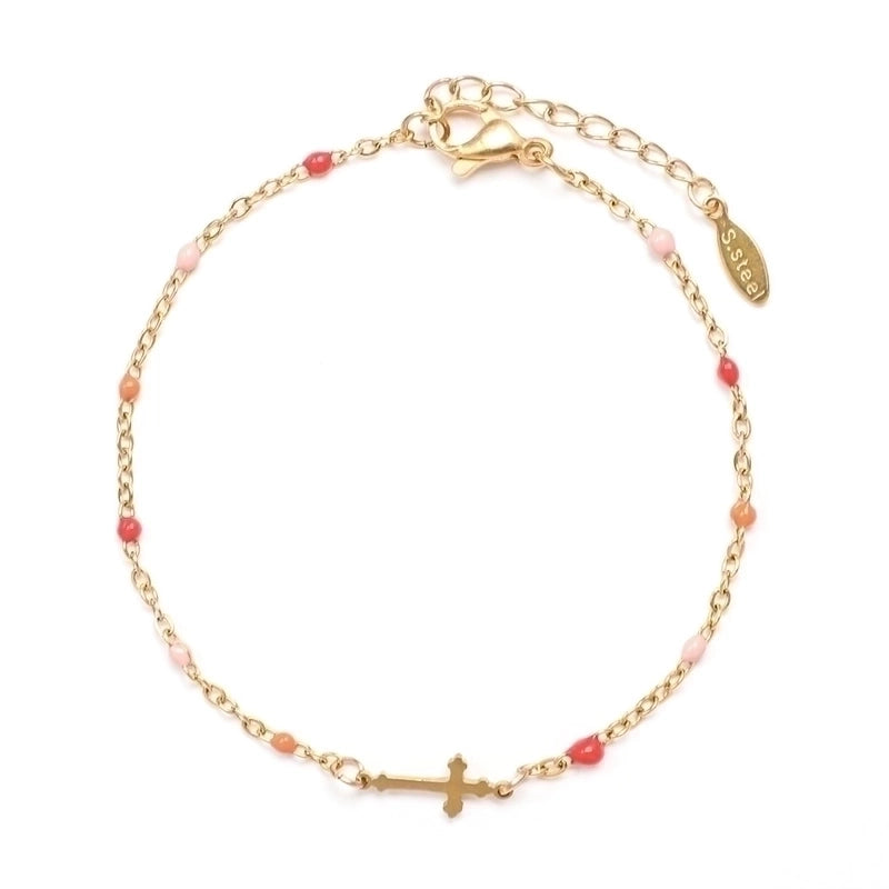 Stainless Steel Minimalist Cross Enamel Plating Bracelets