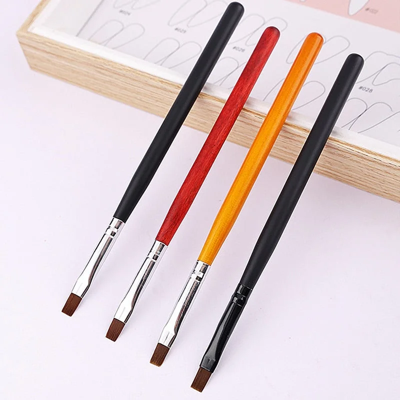 Nail Brush Pen UV Gel Brush Flat Head UV Gel Brush for Gel Polish Painting Nail Art Manicure Painting Wooden Handle-Nail Inspo