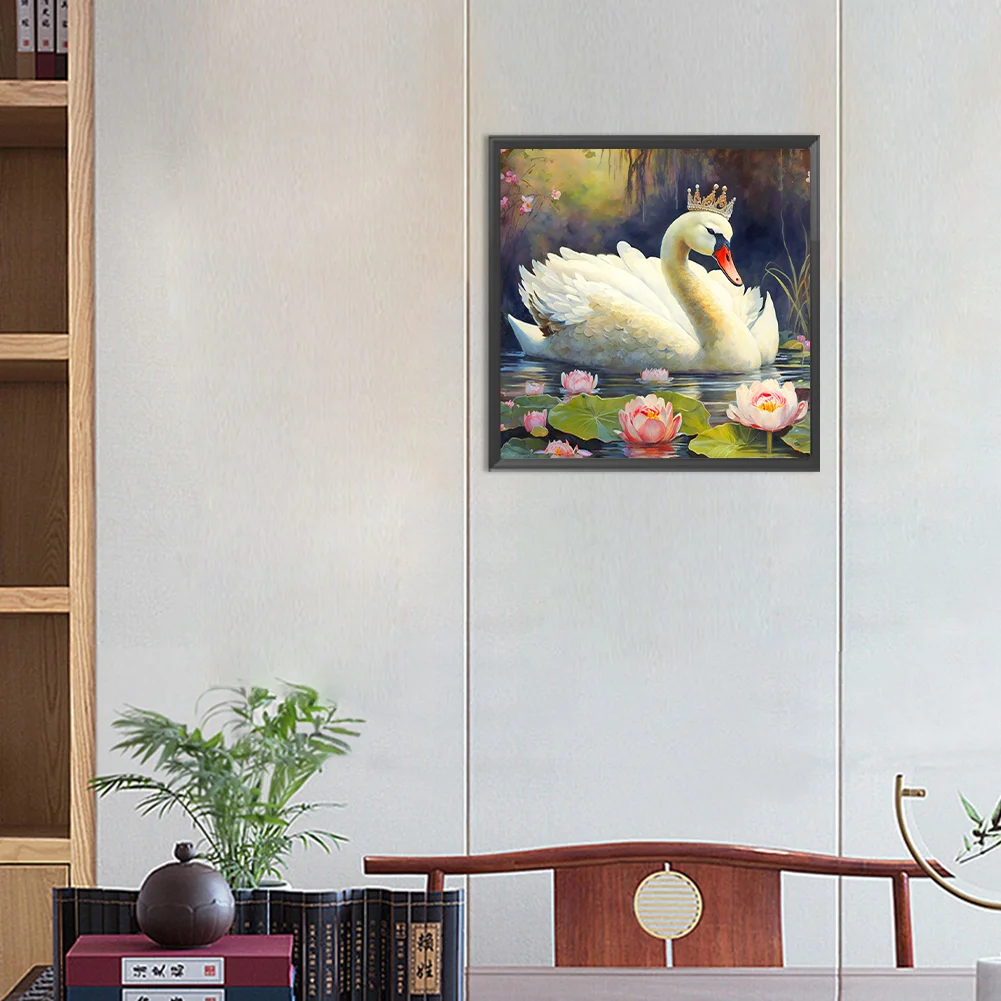 Full Round Diamond Painting 30*30cm - White Swan