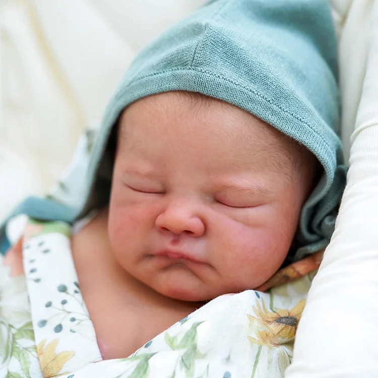 [Heartbeat & Sound] 20" Handmade Lifelike Reborn Newborn Baby Sleeping Girl Named Damode with Hand-Painted Hair