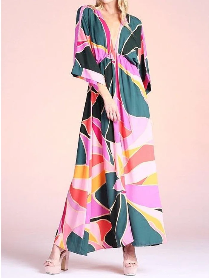 Printed Cropped Pink Cardigan Dress