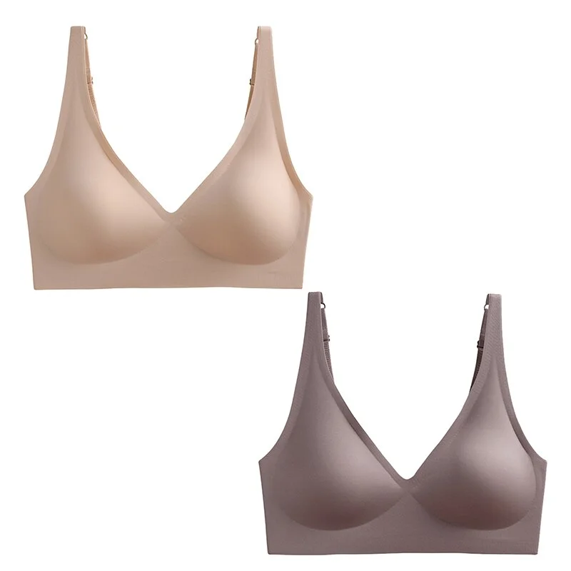 Billionm 2PCS Plus Size Sexy Seamless Bras For Women Wire Free Underwear BH Push Up Bralette With Pad Vest Top Soft Bra Brassiere Lingeri