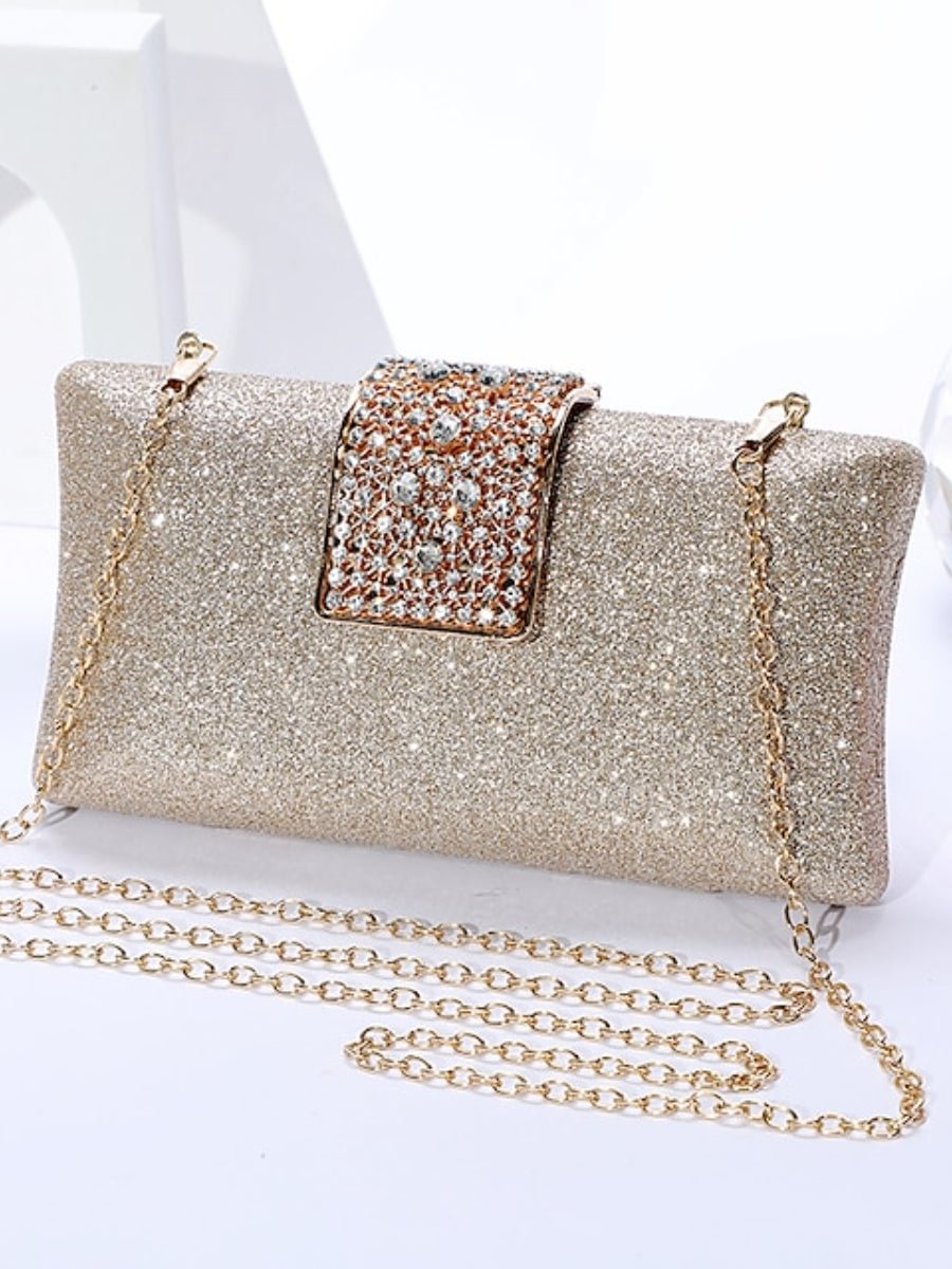 Evening Bag Crystals Solid Color Gliter Clutches For Women