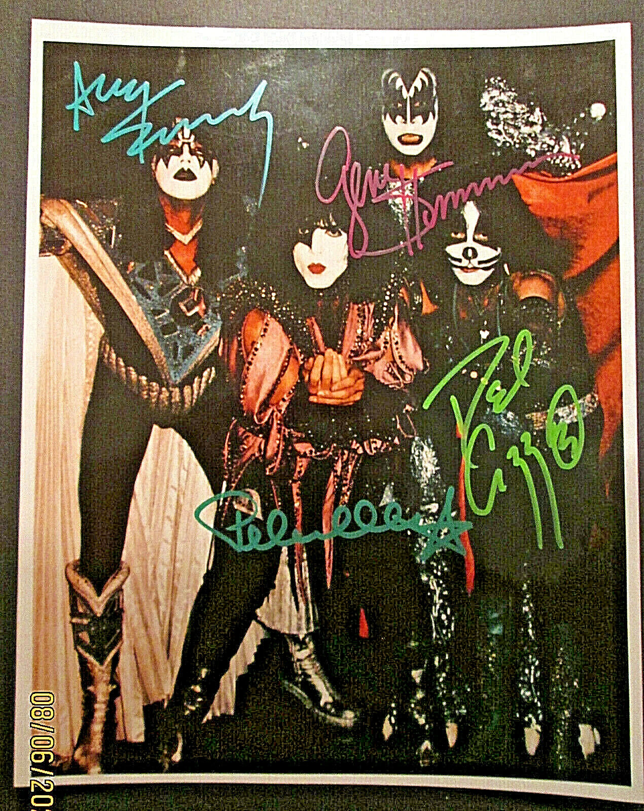 KISS:GENE SIMMONS & BAND (ORIGINAL SIGN AUTOGRAPH Photo Poster painting) AWESOME (CLASSIC)