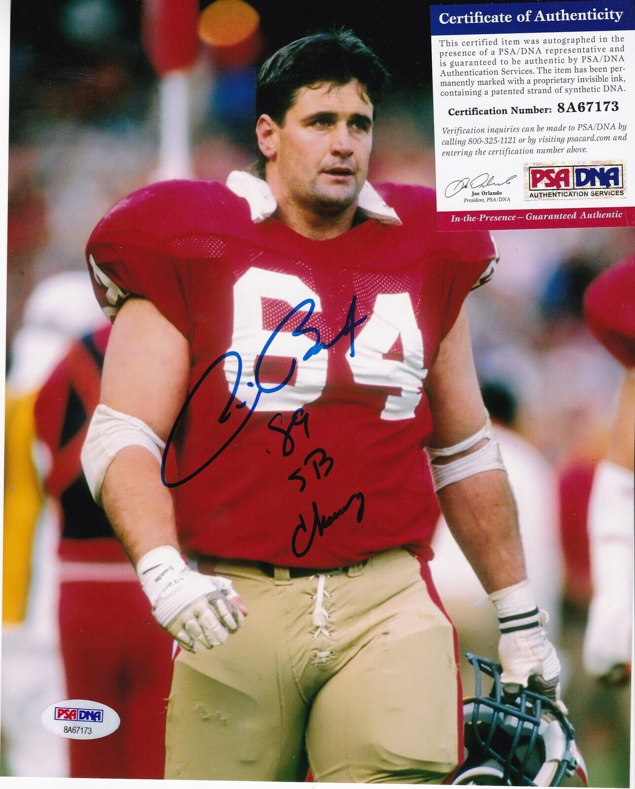 JIM BURT SAN FRANCISCO 49ERS 89 SB CHAMPS PSA/DNA AUTHENTICATED SIGNED 8x10