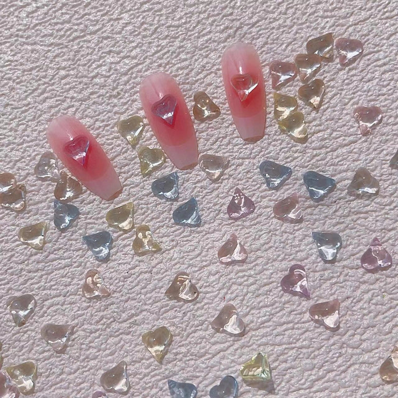 Cute Sweet Minimalist Heart Shape Resin Nail Decoration Accessories 20 PCS/Package