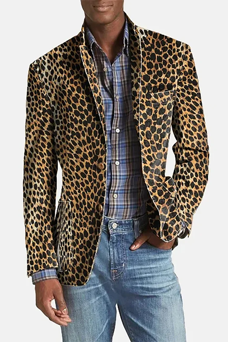 Leopard Print Lapel Collar Blazer 