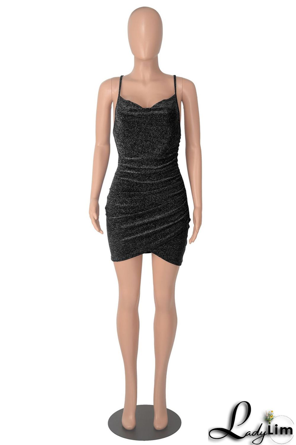 Purple Fashion Sexy Solid Bandage Backless Spaghetti Strap Sleeveless Dress