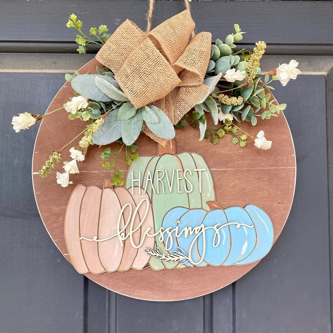 Brown Harvest Blessings Fall Door Hanger- Autumn special 40% discount