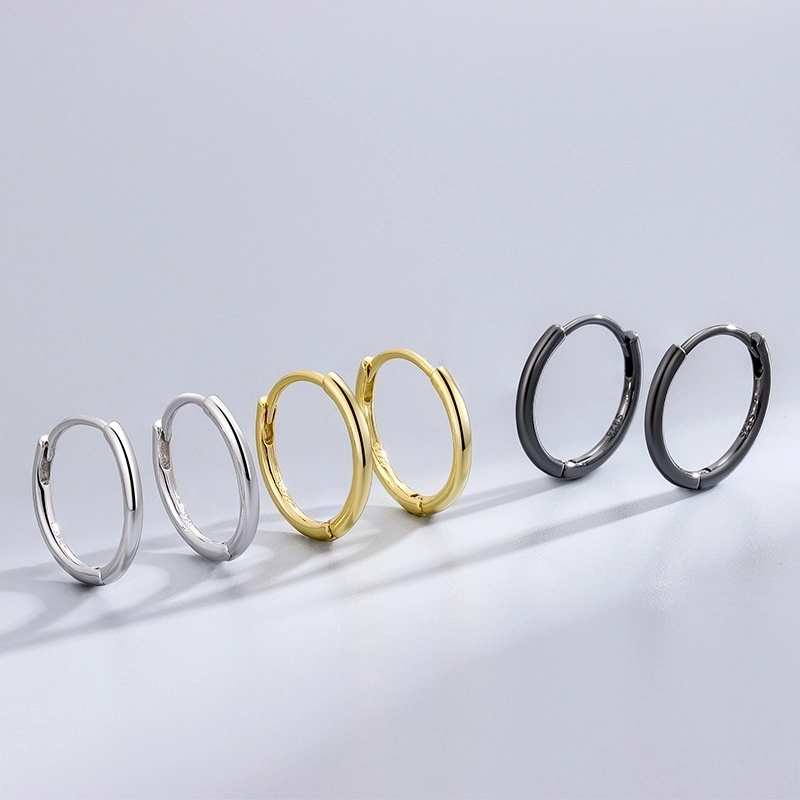 Minimalist Geometric Round Ring Plating 925 Sterling Silver Earrings