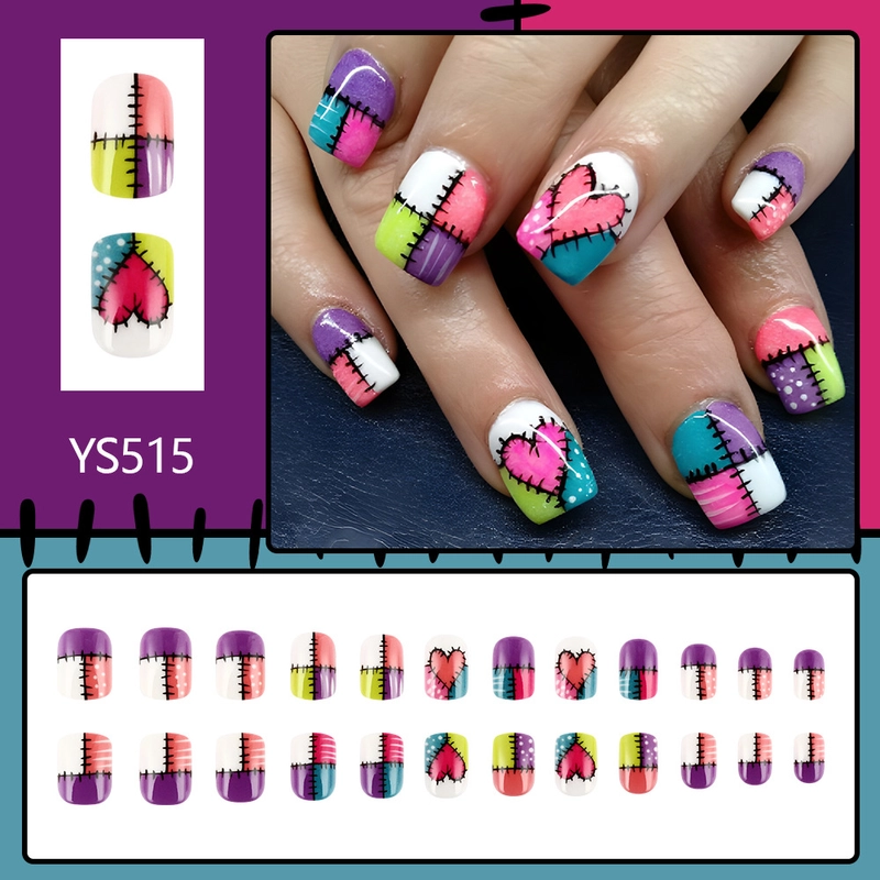 Splicing Heart Shape Plastic Press-on Nails
