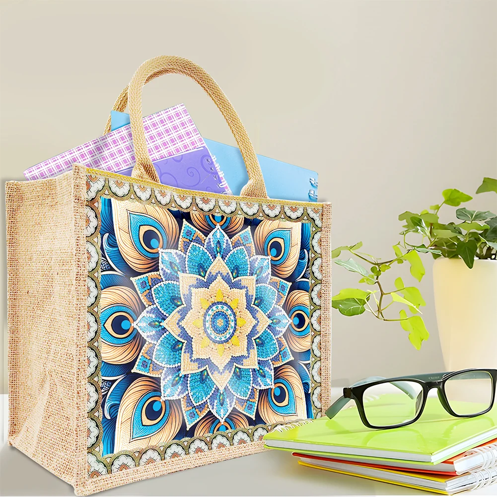 [Upgrade - Waterproof Bag]DIY Mandala Diamond Painting Tote Bag Replaceable Canvas for Women Adults