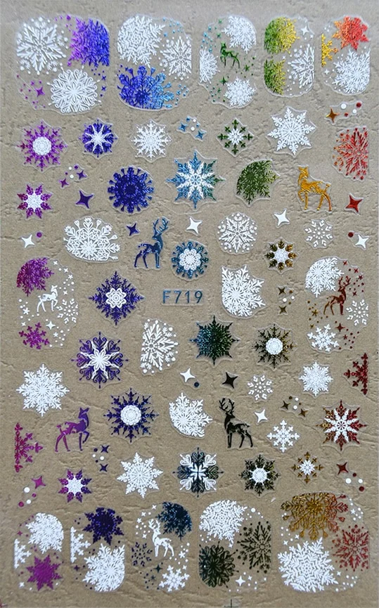 Churchf 1pcs Autumn Winter Nail Sticker Robin Snow Flower New Year Halloween Christmas 3D Decals Nail Art Design Decor Accessories-Nail Inspo