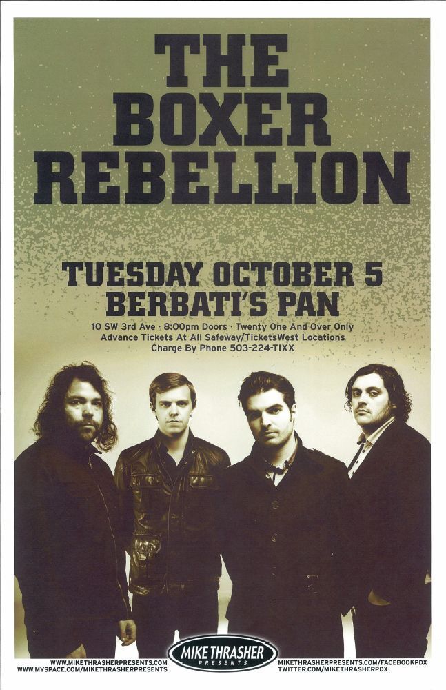 BOXER REBELLION 2010 Gig POSTER Union Album Portland Oregon Tour Concert