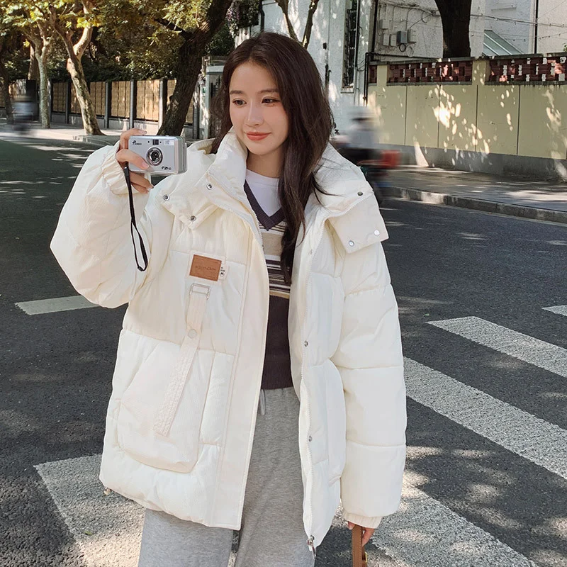 Woherb Large Size Down Cotton Jacket Female Winter 2024 New Tooling Thick Oversize Bread Jacket Loose Cotton-Padded Jacket-Outfit Ideas