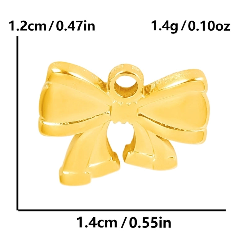 5 Pieces 28*20mm 28*42mm 33*29mm 304 Stainless Steel 18K Gold Plated Bow Knot Polished Pendant
