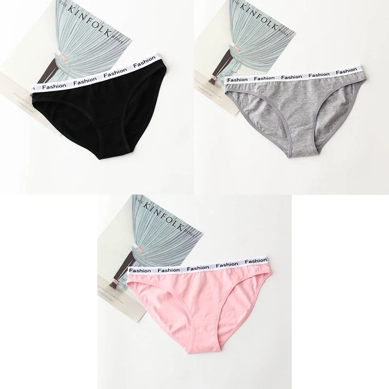 M-2XL Cotton Panties Female Underpants Sexy Panties for Women Briefs Underwear Plus Size Pantys Lingerie 3PCS/Set 5 Solid Color