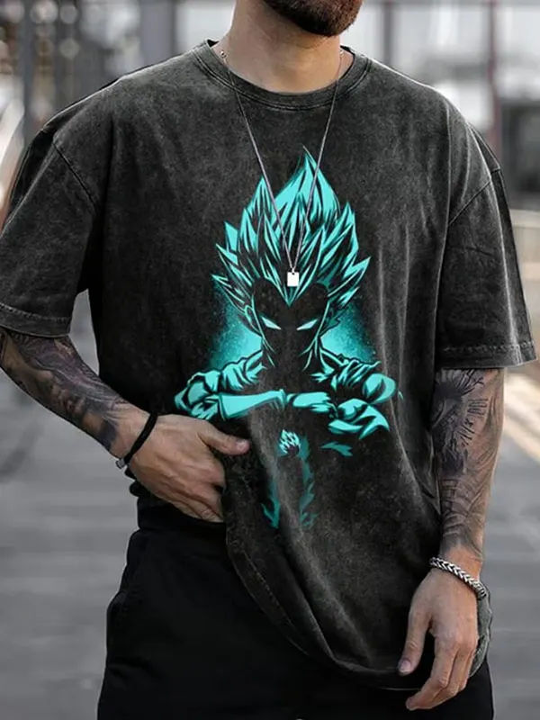 Men's Casual Dragon Ball Vegeta SSJ Blue Dark T-shirt