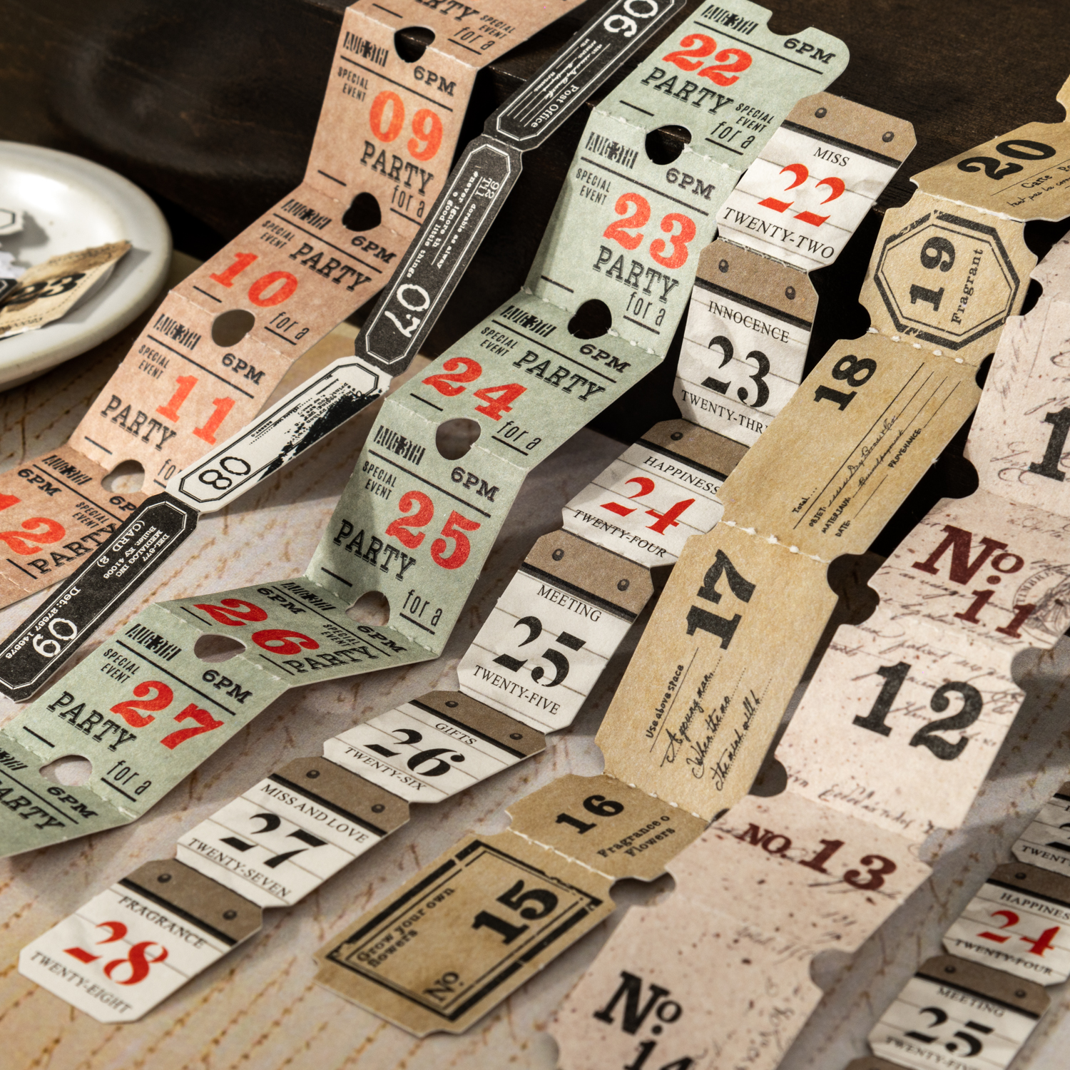 스티커 - 일련번호 태그 시리즈 빈티지 날짜 숫자 라벨