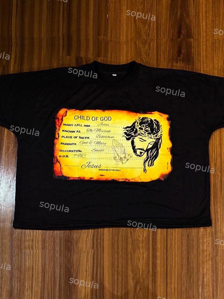 Jesus Identity Casual Streetwear Cropped T-shirt - SOPULA