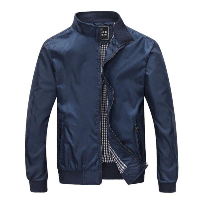 Mens Casual Windbreakers College Bomber Jacket