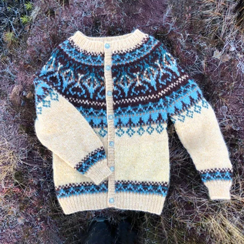 Vintage Tribal Pattern Cozy Button Down Cardigan