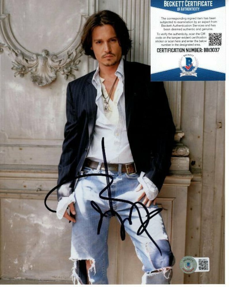 Johnny depp signed 8x10 Photo Poster painting beckett bas