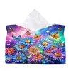 (24cm)Diamond Art Tissue Box Cover DIY PU Desktop Organizer Large(Flower)