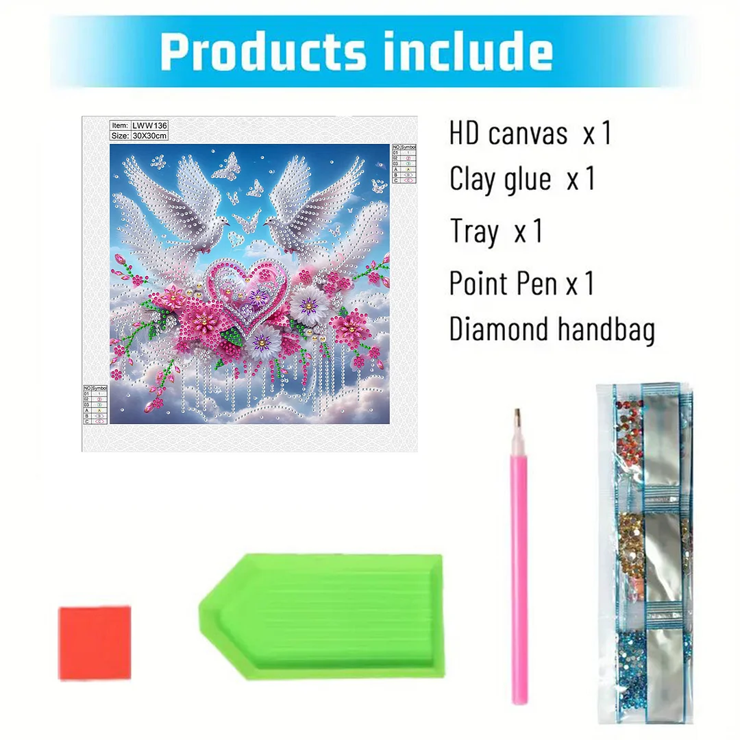 Dove - Partial Special Shaped Drill Diamond Painting Kits (Canvas|30*30cm)