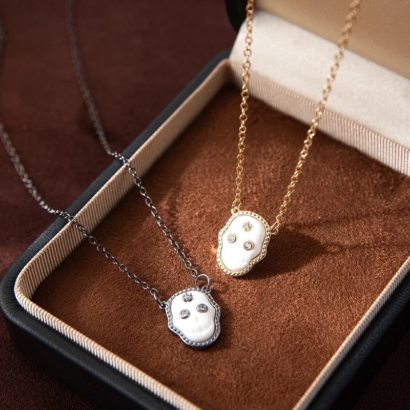 Copper Gold Plated Inlay Pumpkin Skull Resin Jewelry Set