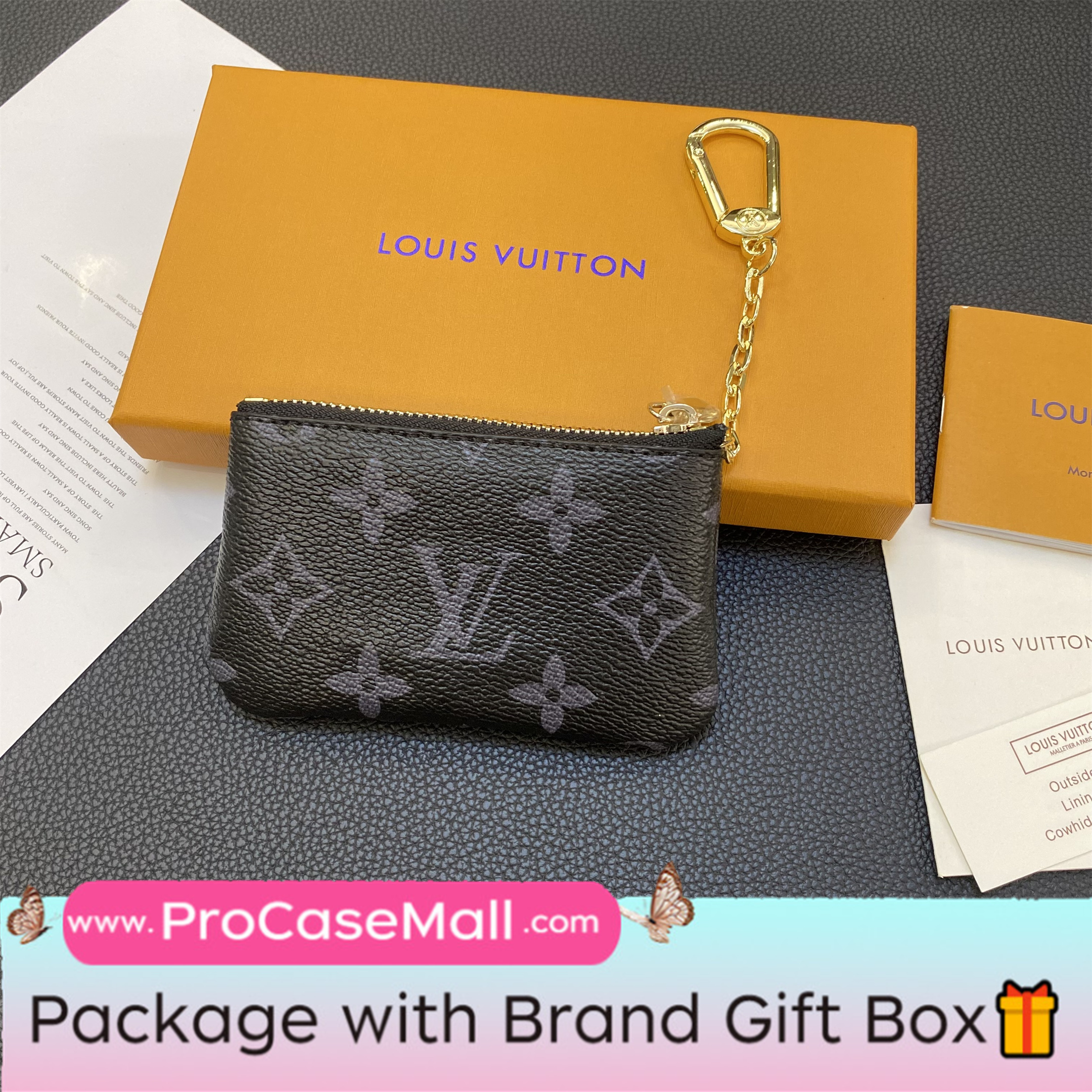 Louis Vuitton Monogram Canvas Leather Coin Purse Checkerboard Wallet