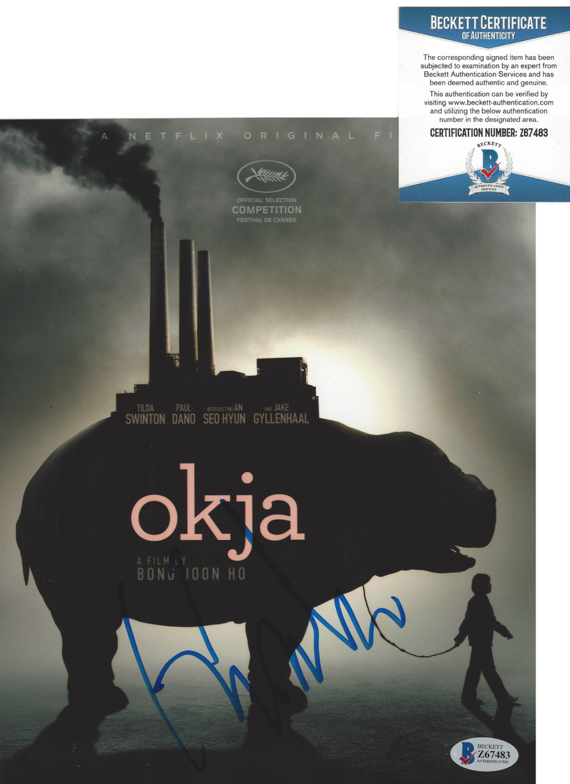 DIRECTOR BONG JOON-HO SIGNED 'OKJA' 8x10 Photo Poster painting BECKETT COA SNOWPIERCER PARASITE