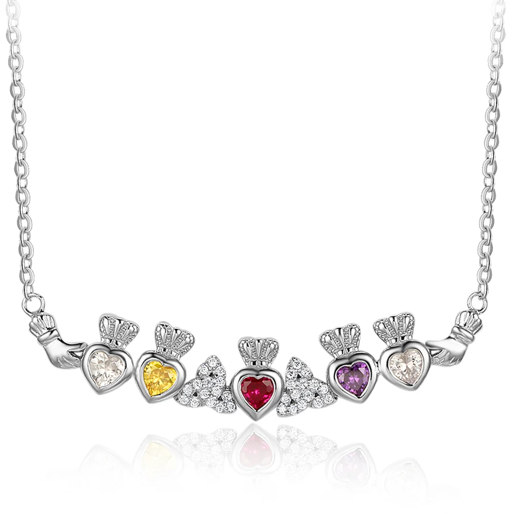 Personalisierte 5 Geburtssteine Familie Sterling Silber Halskette b5 Kettenmachen