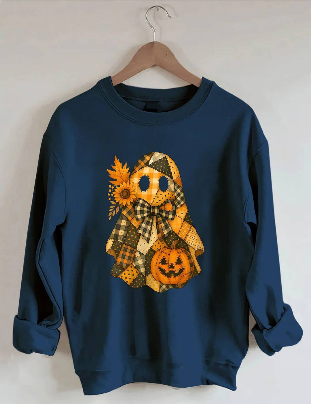 Retro Splicing Cute Ghosts And Pumpkins Sweatshirt