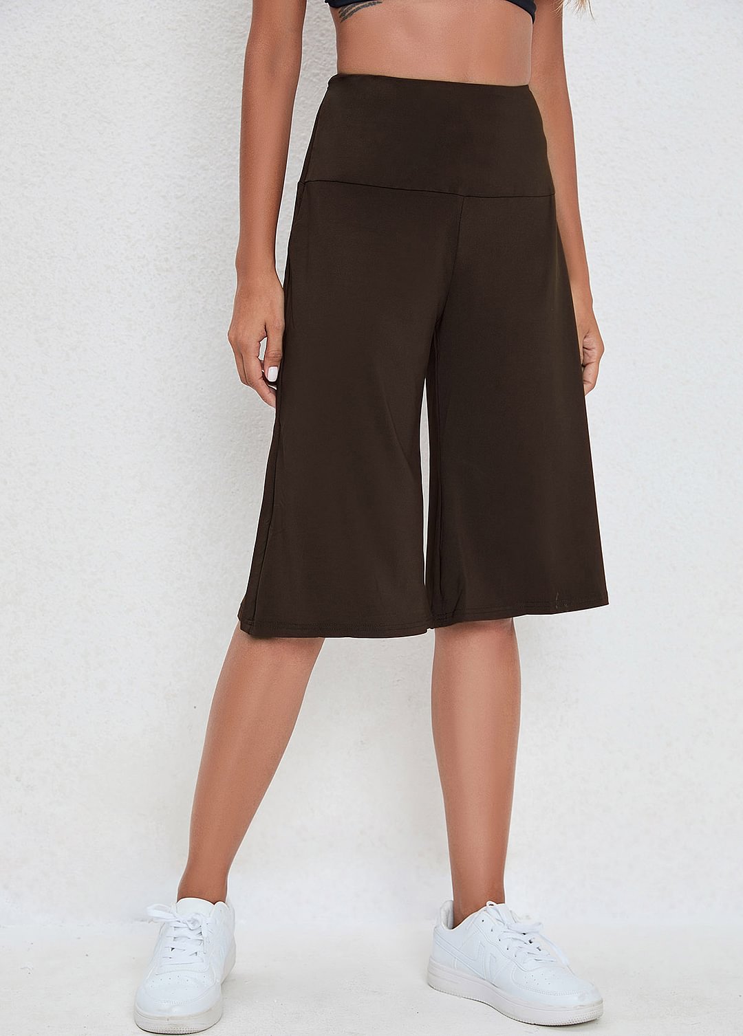 Loose Dark Khaki High Waisted Shorts