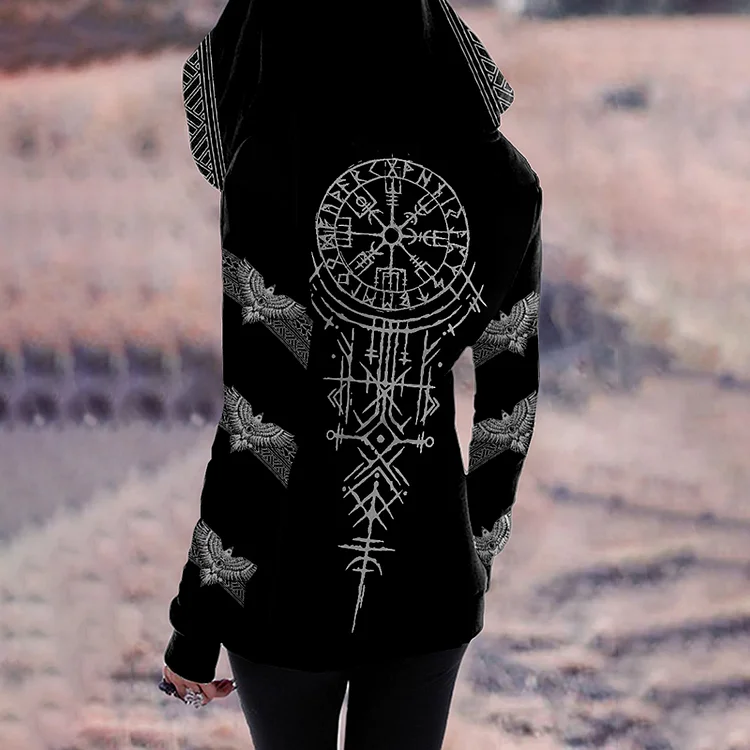 Viking Eagle Art Retro Zip Hoodie