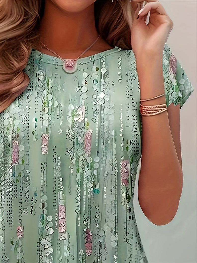 Women Half Sleeve V-neck Solid Color Dress