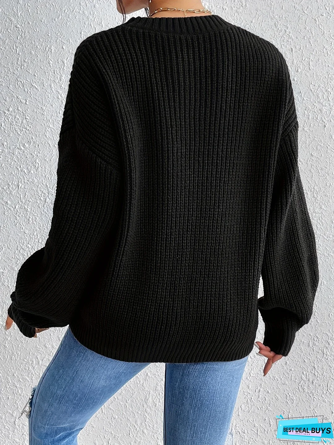 Solid Crew Neck Pullover Sweater, Casual Long Sleeve Sweater For Fall & Winter, Women's Clothing