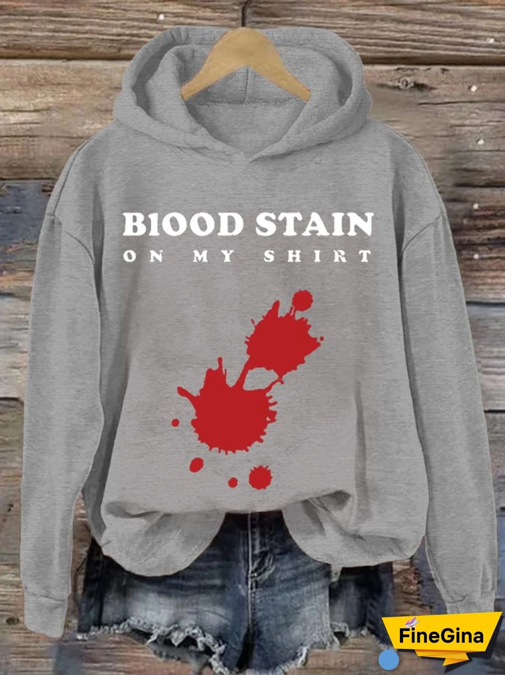 Women's Halloween Blood Stain On My Shirt Printed Hoodie