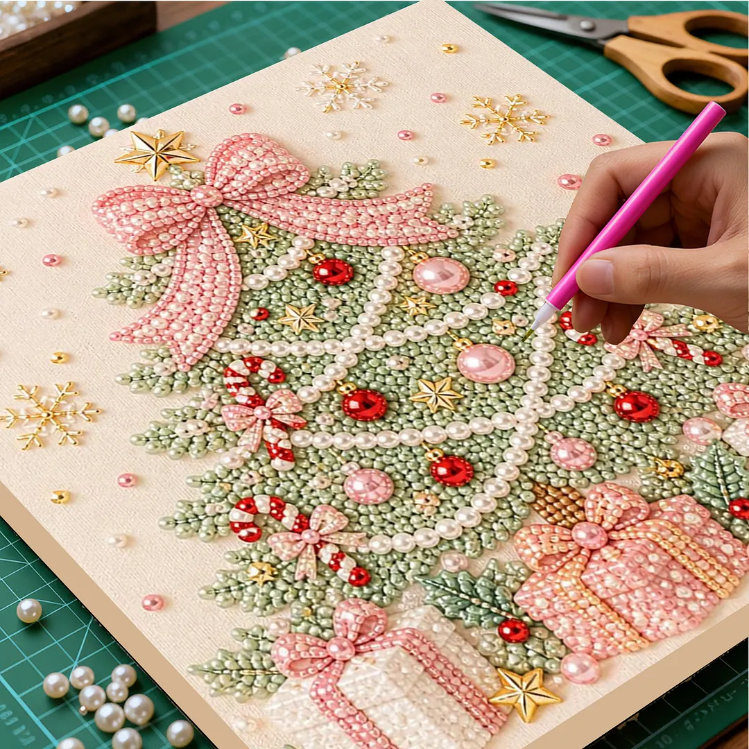 Framed Pearl Painting Kit Christmas Tree Decor 7.87x7.87in