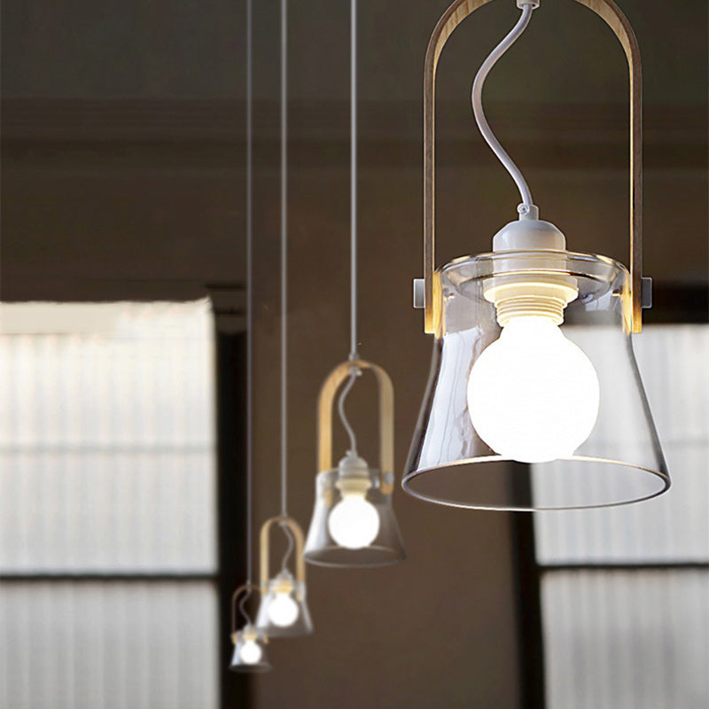 Contemporary Nordic Round Clear Shade Iron Glass 1-Light Pendant Light For Living Room