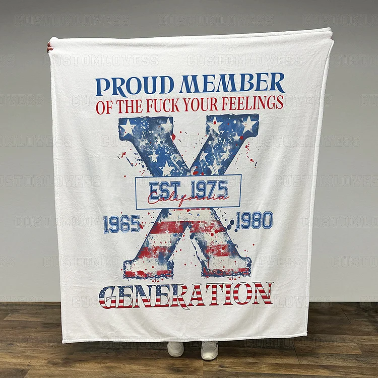 Custom Gen X American Flag Blanket