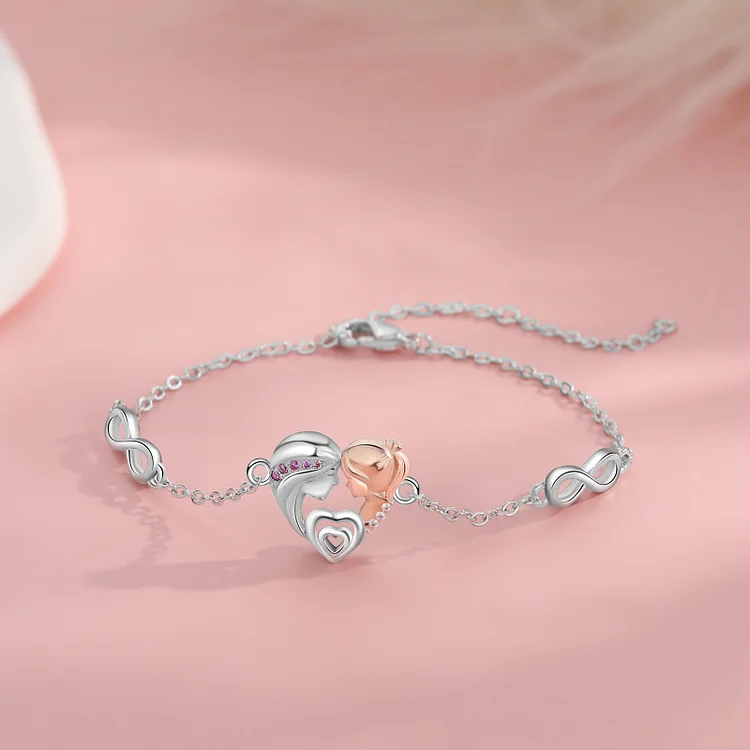 Armband mit -Tochter Infinity ♡ Mutter Geschenk Kettenmachen Zirkonia Herz