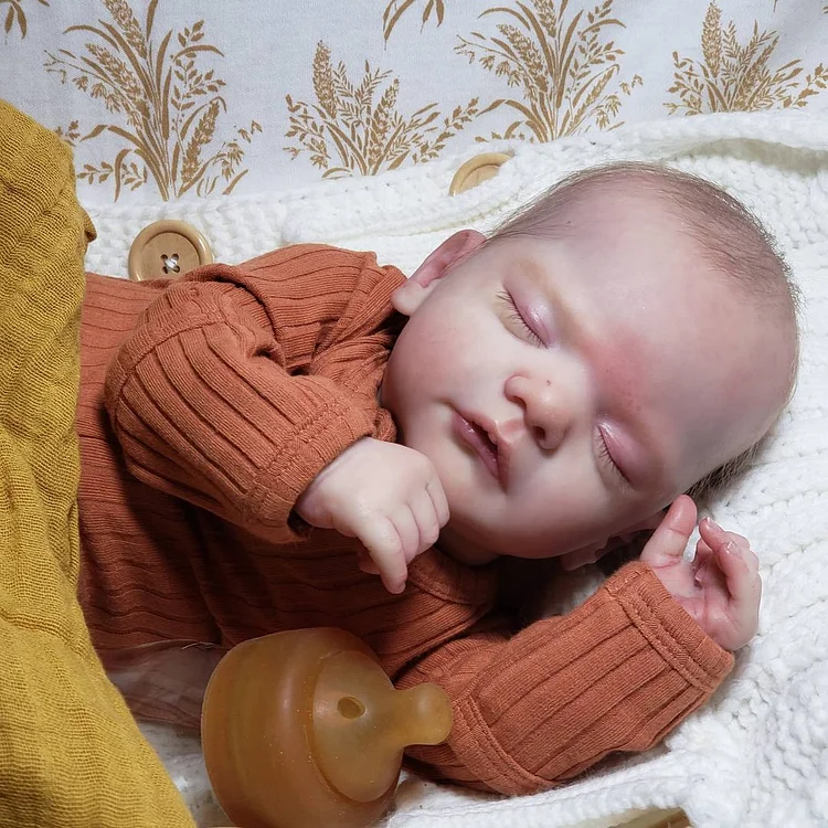 12 inches Real Newborn Sleeping Boy Doll, Life like Reborn Mini Silicone Vinyl Baby Doll Samson